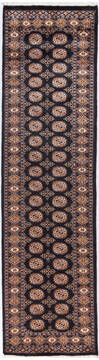 Bokhara Black Runner Hand Knotted 2'8" X 9'11"  Area Rug 700-155592