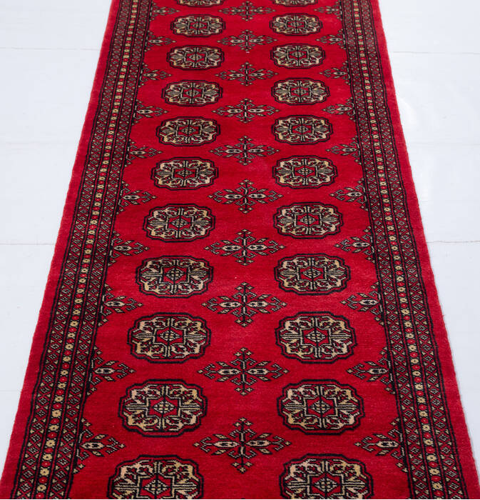 Bokhara Red Runner Hand Knotted 27 X 102  Area Rug 700-155599 Image 2
