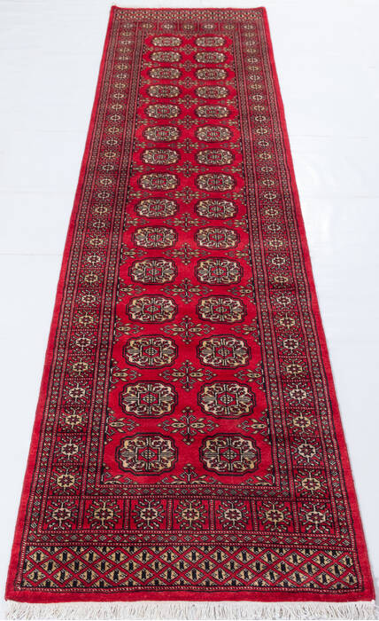 Bokhara Red Runner Hand Knotted 28 X 104  Area Rug 700-155601 Image 1