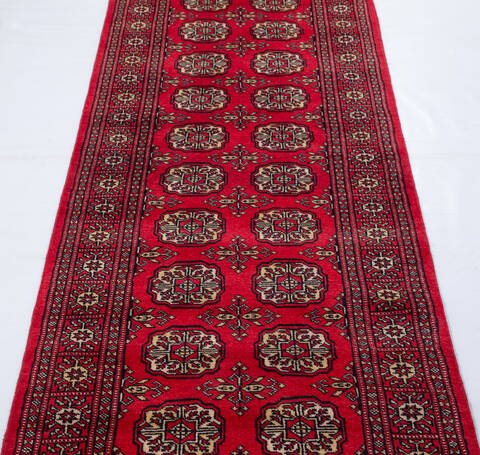 Bokhara Red Runner Hand Knotted 28 X 104  Area Rug 700-155601 Image 2