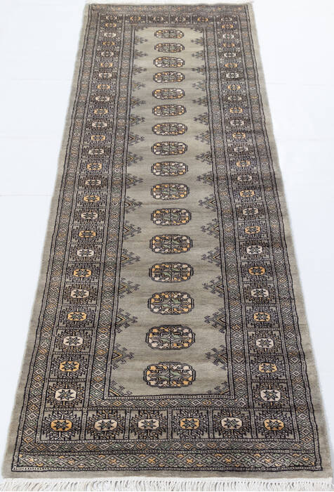 Bokhara Grey Runner Hand Knotted 29 X 86  Area Rug 700-155603 Image 1