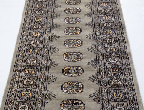 Bokhara Grey Runner Hand Knotted 29 X 86  Area Rug 700-155603 Image 2