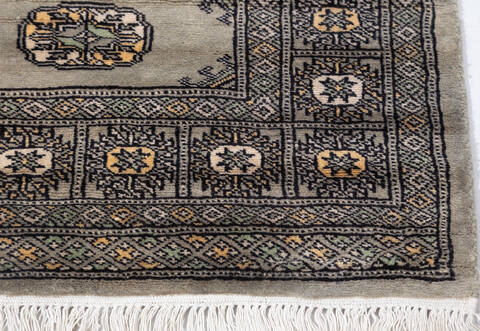 Bokhara Grey Runner Hand Knotted 29 X 86  Area Rug 700-155603 Image 3
