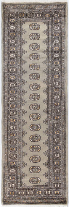 Bokhara Grey Runner Hand Knotted 29 X 86  Area Rug 700-155603 Image 0