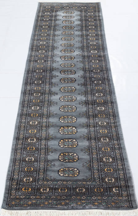 Bokhara Grey Runner Hand Knotted 210 X 96  Area Rug 700-155604 Image 1