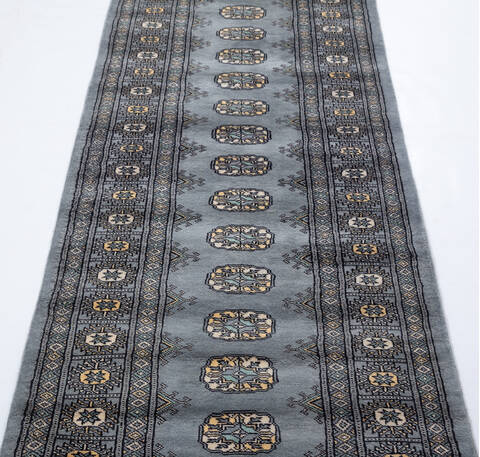 Bokhara Grey Runner Hand Knotted 210 X 96  Area Rug 700-155604 Image 2