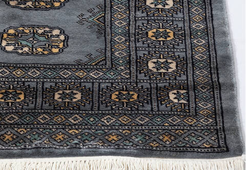 Bokhara Grey Runner Hand Knotted 210 X 96  Area Rug 700-155604 Image 3