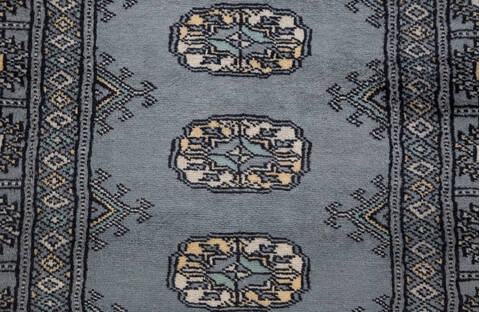 Bokhara Grey Runner Hand Knotted 210 X 96  Area Rug 700-155604 Image 4