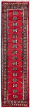 Bokhara Red Runner Hand Knotted 2'7" X 9'10"  Area Rug 700-155605