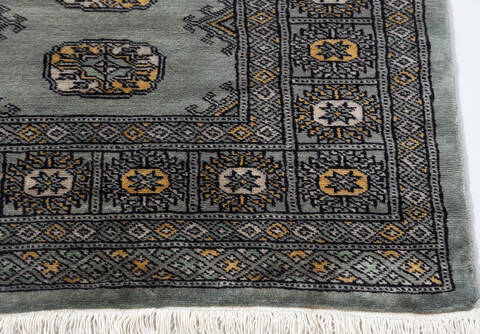 Bokhara Grey Runner Hand Knotted 27 X 99  Area Rug 700-155606 Image 3