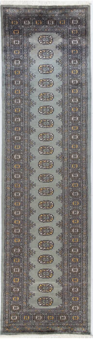 Bokhara Grey Runner Hand Knotted 27 X 99  Area Rug 700-155606 Image 0