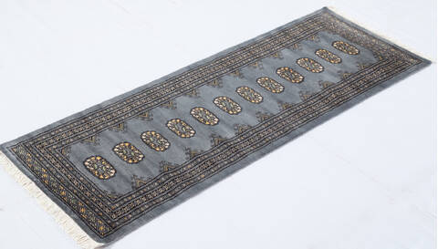 Bokhara Grey Runner Hand Knotted 22 X 60  Area Rug 700-155614 Image 2