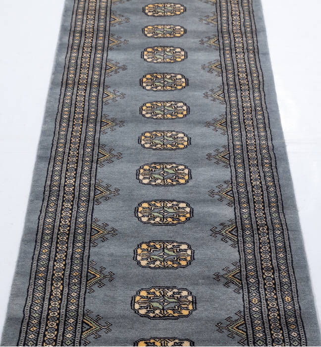 Bokhara Grey Runner Hand Knotted 22 X 60  Area Rug 700-155614 Image 3