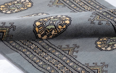 Bokhara Grey Runner Hand Knotted 22 X 60  Area Rug 700-155614 Image 6
