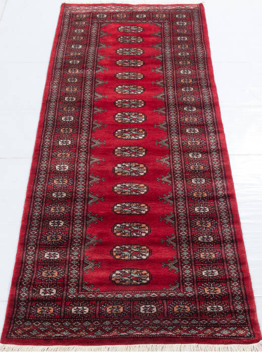 Bokhara Red Runner Hand Knotted 27 X 79  Area Rug 700-155625 Image 1