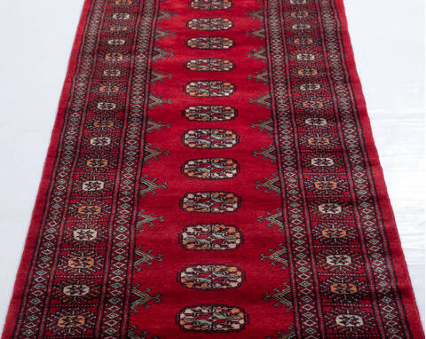 Bokhara Red Runner Hand Knotted 27 X 79  Area Rug 700-155625 Image 2