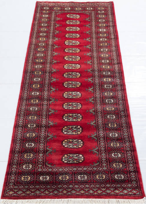 Bokhara Red Runner Hand Knotted 27 X 710  Area Rug 700-155626 Image 1