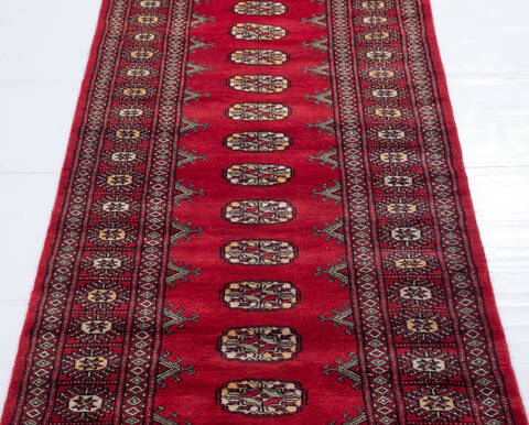Bokhara Red Runner Hand Knotted 27 X 710  Area Rug 700-155626 Image 2