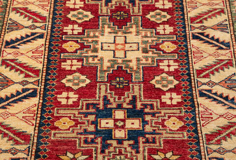 Kazak Red Hand Knotted 210 X 41  Area Rug 700-155688 Image 3