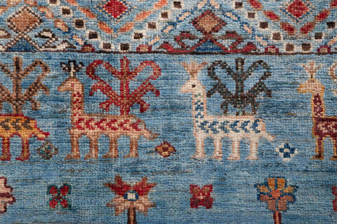 Chobi Light Blue Hand Knotted 51 X 68  Area Rug 700-155764 Image 5