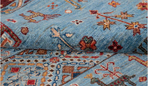 Chobi Light Blue Hand Knotted 51 X 68  Area Rug 700-155764 Image 6