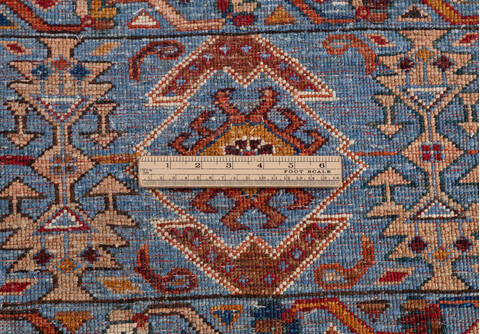 Chobi Light Blue Hand Knotted 51 X 68  Area Rug 700-155764 Image 7
