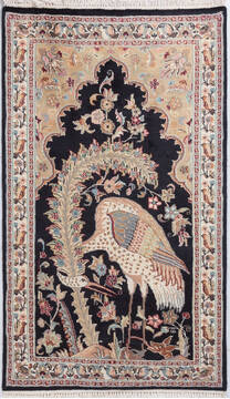 Pakistani Bokhara Black Rectangle 3x5 ft Wool Carpet 155778