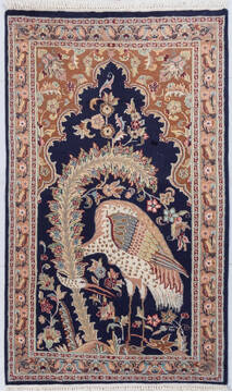 Pakistani Bokhara Blue Rectangle 3x5 ft Wool Carpet 155789