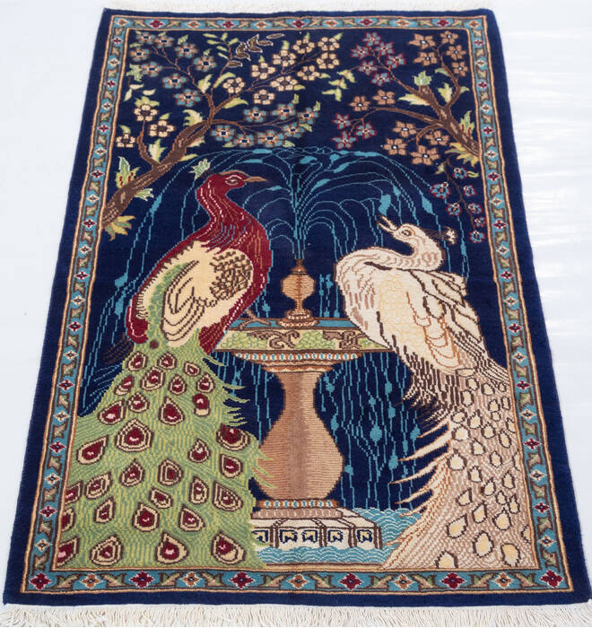 Bokhara Blue Hand Knotted 30 X 410  Area Rug 700-155793 Image 1