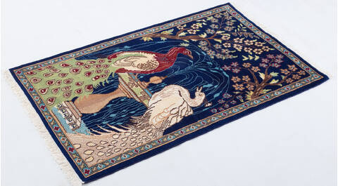 Bokhara Blue Hand Knotted 30 X 410  Area Rug 700-155793 Image 2
