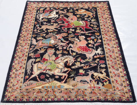 Pak-Persian Black Hand Knotted 42 X 510  Area Rug 700-155801 Image 1