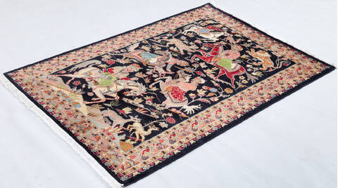 Pak-Persian Black Hand Knotted 42 X 510  Area Rug 700-155801 Image 2