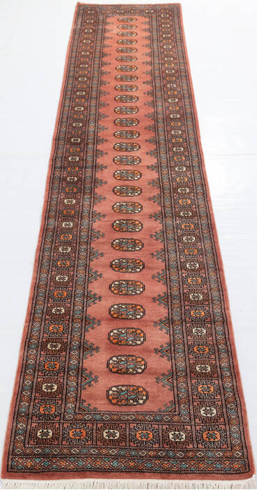 Bokhara Orange Runner Hand Knotted 27 X 1111  Area Rug 700-155812 Image 1