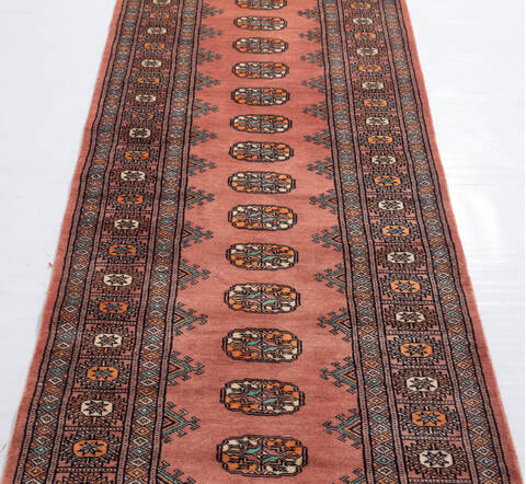 Bokhara Orange Runner Hand Knotted 27 X 1111  Area Rug 700-155812 Image 3
