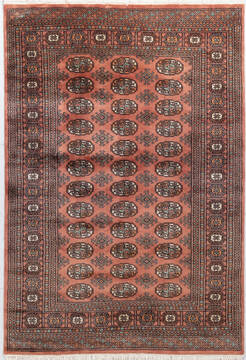 Pakistani Bokhara Orange Rectangle 4x6 ft Wool Carpet 155813