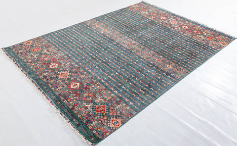 Chobi Green Hand Knotted 610 X 97  Area Rug 700-155817 Image 2