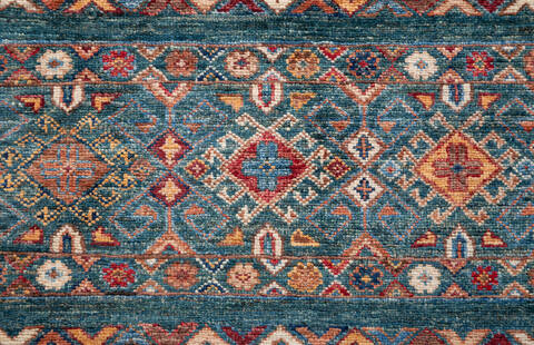 Chobi Green Hand Knotted 610 X 97  Area Rug 700-155817 Image 5