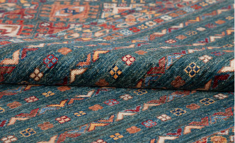 Chobi Green Hand Knotted 610 X 97  Area Rug 700-155817 Image 6