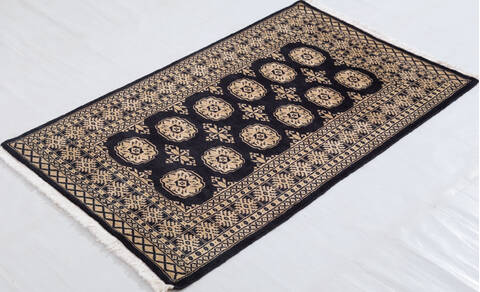 Bokhara Black Hand Knotted 31 X 51  Area Rug 700-156038 Image 2