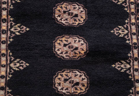 Bokhara Black Runner Hand Knotted 27 X 98  Area Rug 700-156051 Image 6