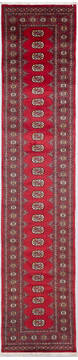 Bokhara Red Runner Hand Knotted 2'7" X 12'4"  Area Rug 700-156056