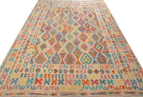 Kilim Beige Hand Knotted 104 X 141  Area Rug 700-156060 Image 1