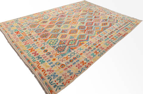 Kilim Beige Hand Knotted 104 X 141  Area Rug 700-156060 Image 2