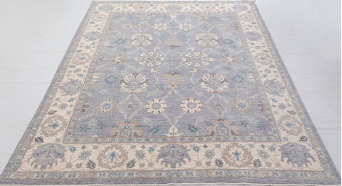Chobi Light Blue Hand Knotted 80 X 98  Area Rug 700-156100 Image 1