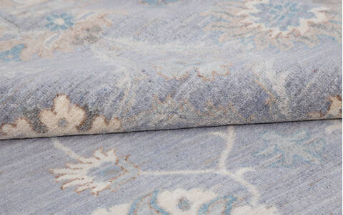 Chobi Light Blue Hand Knotted 80 X 98  Area Rug 700-156100 Image 7