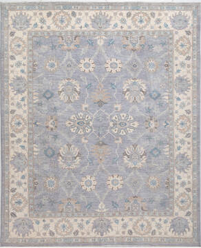 Chobi Light Blue Hand Knotted 8'0" X 9'8"  Area Rug 700-156100