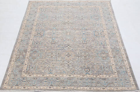 Chobi Light Gray Hand Knotted 410 X 70  Area Rug 700-156103 Image 1