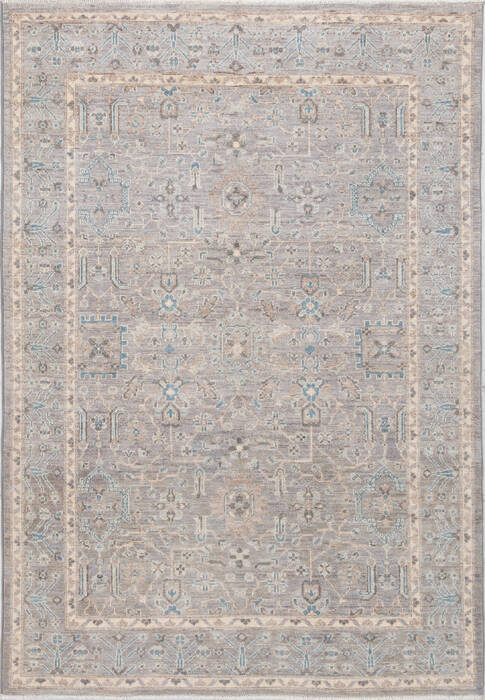 Chobi Light Gray Hand Knotted 410 X 70  Area Rug 700-156103 Image 0