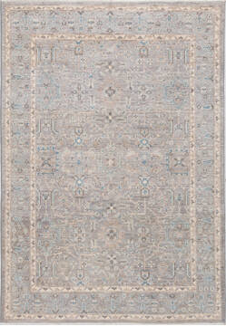 Afghan Chobi Light Gray Rectangle 5x7 ft Wool Carpet 156103