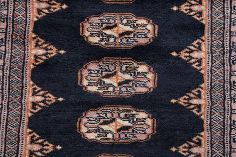 Bokhara Black Runner Hand Knotted 27 X 77  Area Rug 700-156769 Image 5
